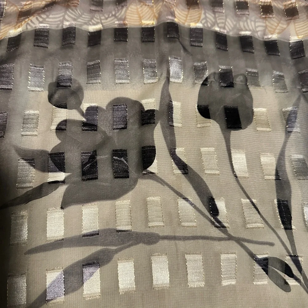 Sheer Flowered Geometric‎ Scarf 13” X 56”